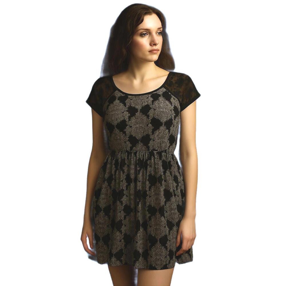 Black Satin Sheer Floral Lace Midi Dress | Whimsigoth Fairy Dark Romantic Edgy